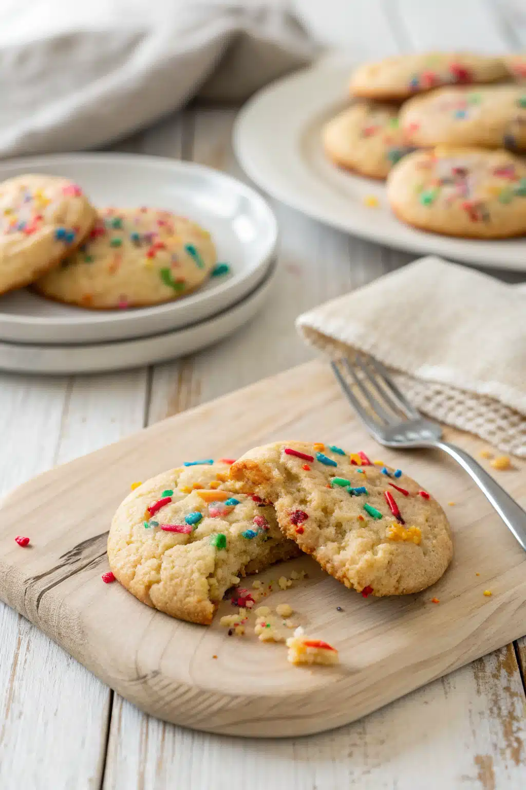 Funfetti Cake Mix Cookies ingredients organized and measured on kitchen counter