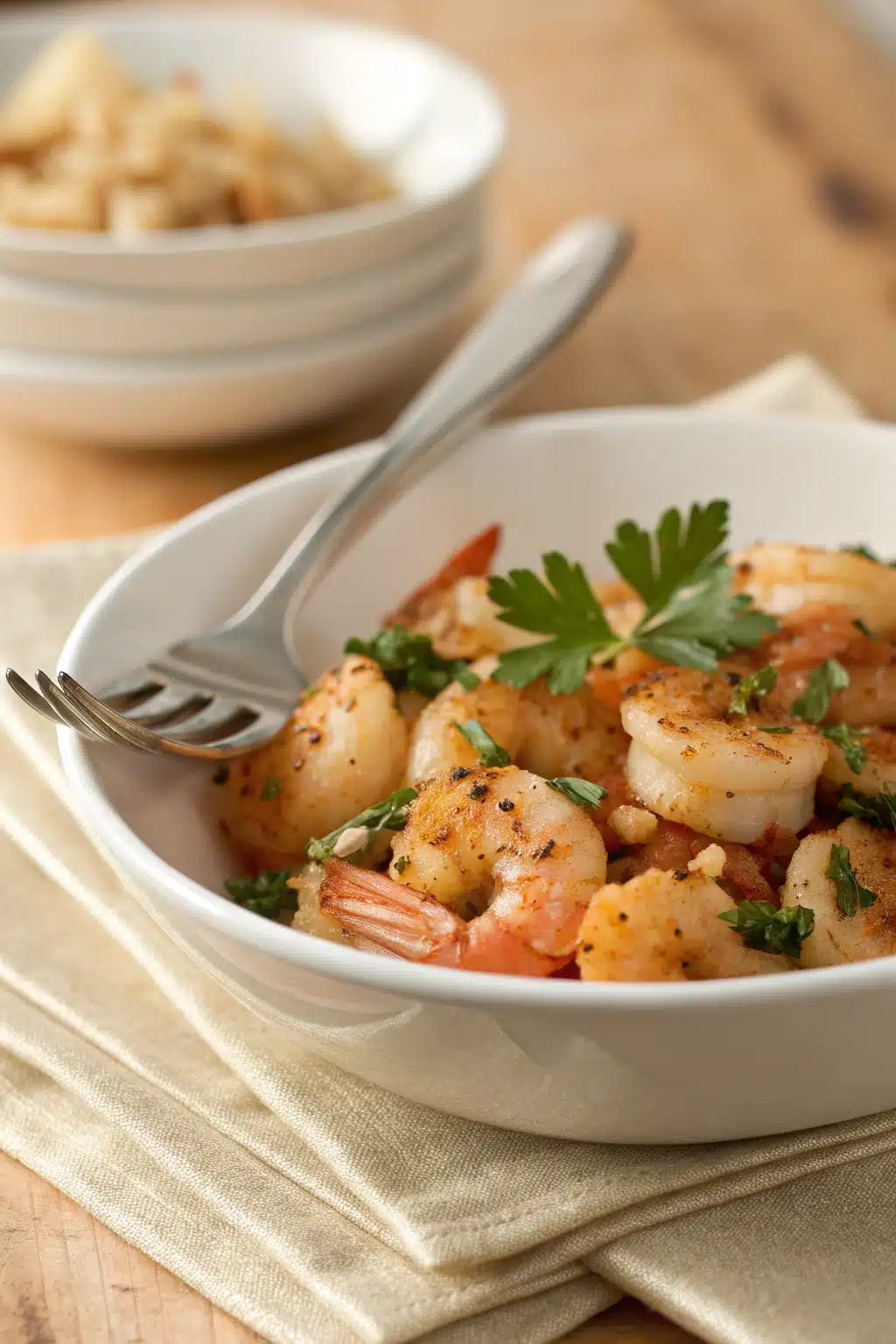 Garlic Shrimp Recipe ingredients organized and measured on kitchen counter