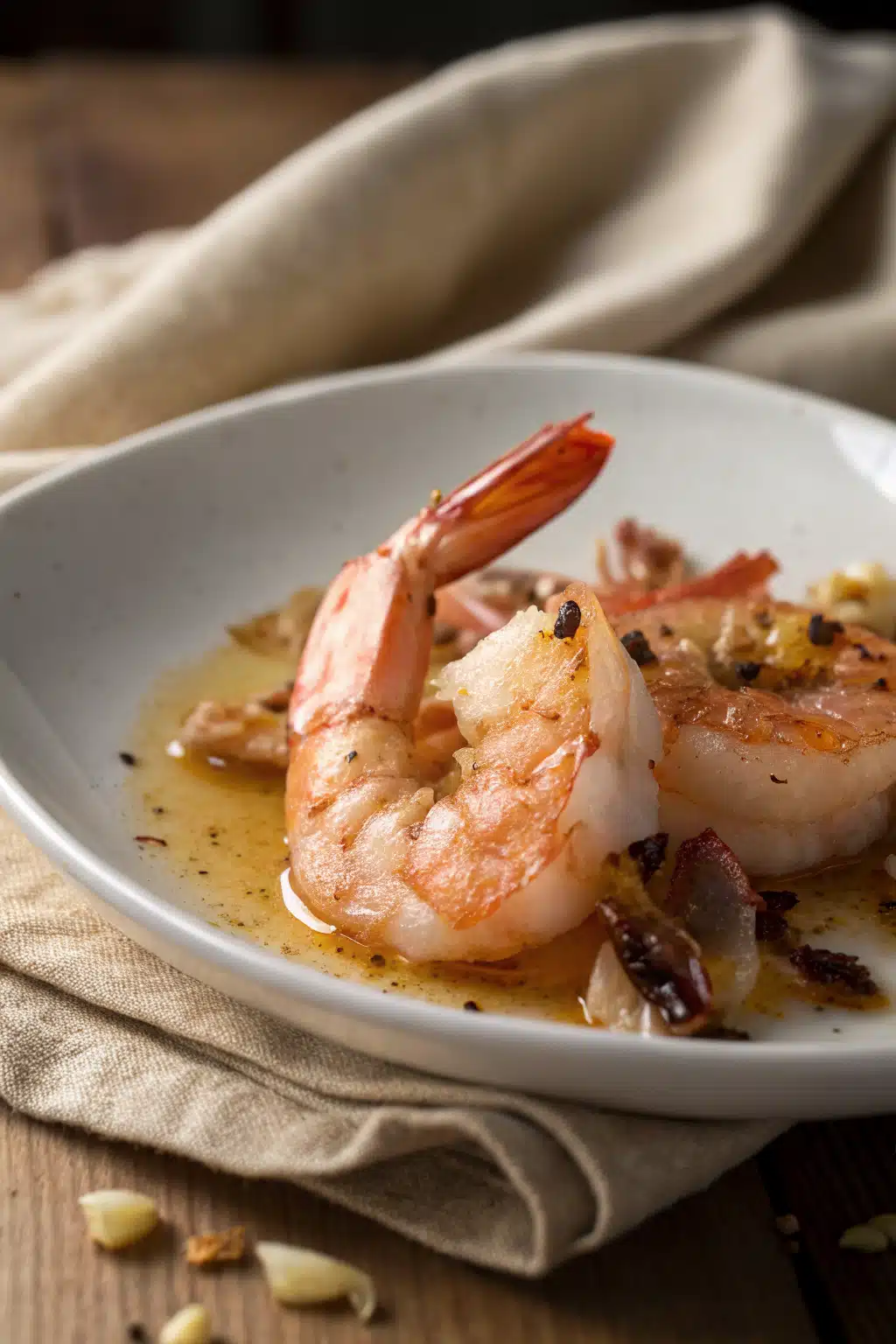 Garlic Shrimp Recipe slice on plate showing perfect texture and swirl pattern