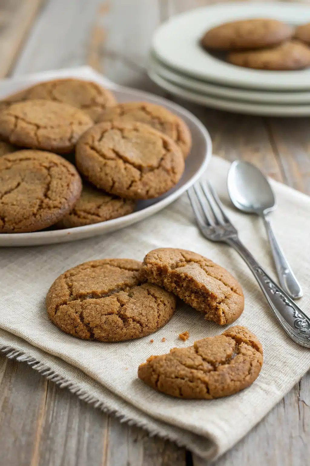 Gingersnap Cookies ingredients organized and measured on kitchen counter