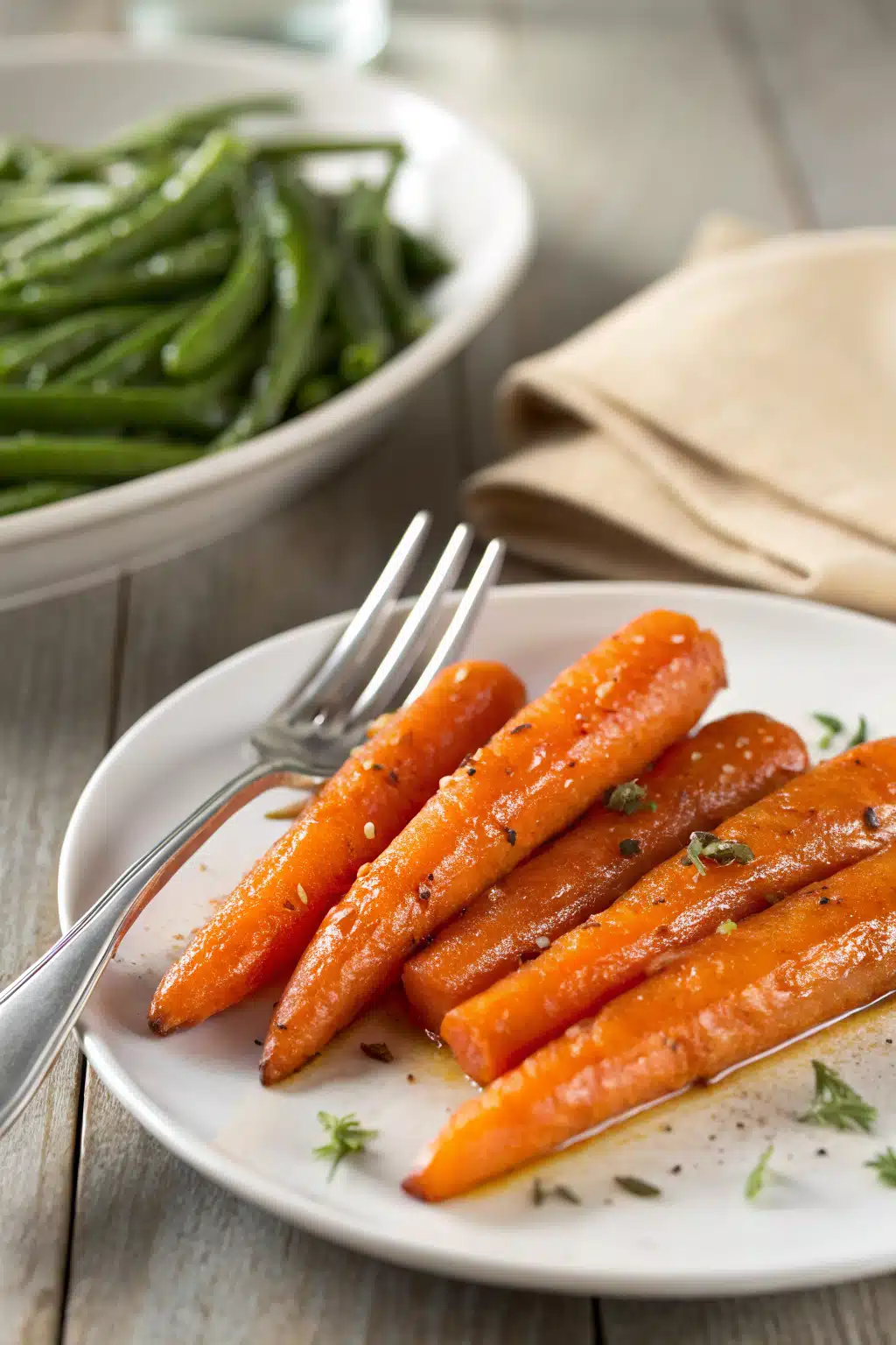 Glazed Carrots ingredients organized and measured on kitchen counter
