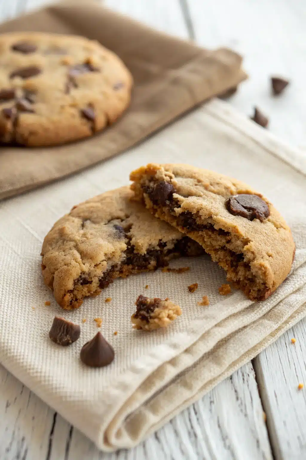 Gluten Free Chocolate Chip Cookies slice on plate showing perfect texture and swirl pattern