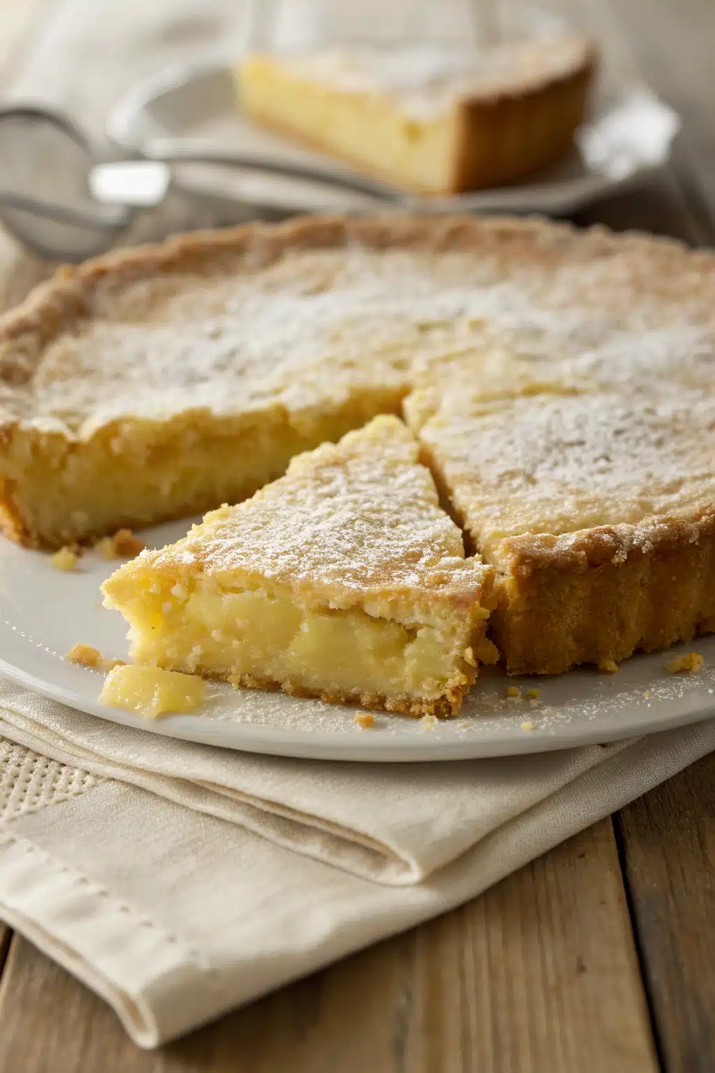 Gooey Butter Cake slice on plate showing perfect texture and swirl pattern