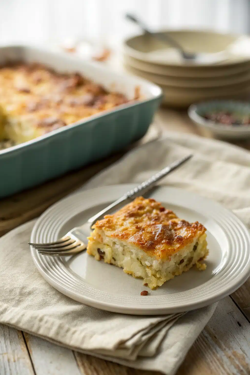 Hashbrown Breakfast Casserole ingredients organized and measured on kitchen counter