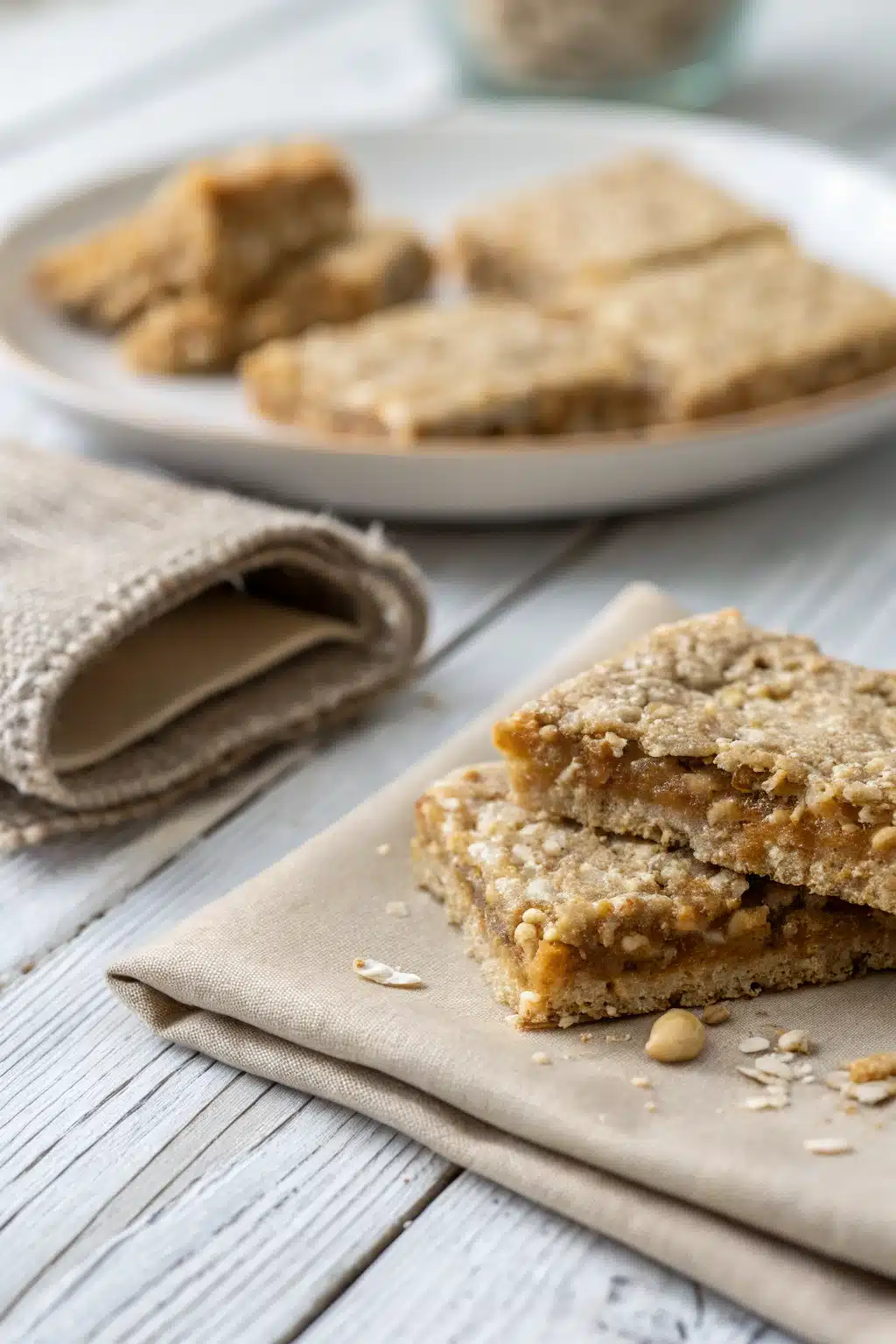 Homemade Protein Bars slice on plate showing perfect texture and swirl pattern