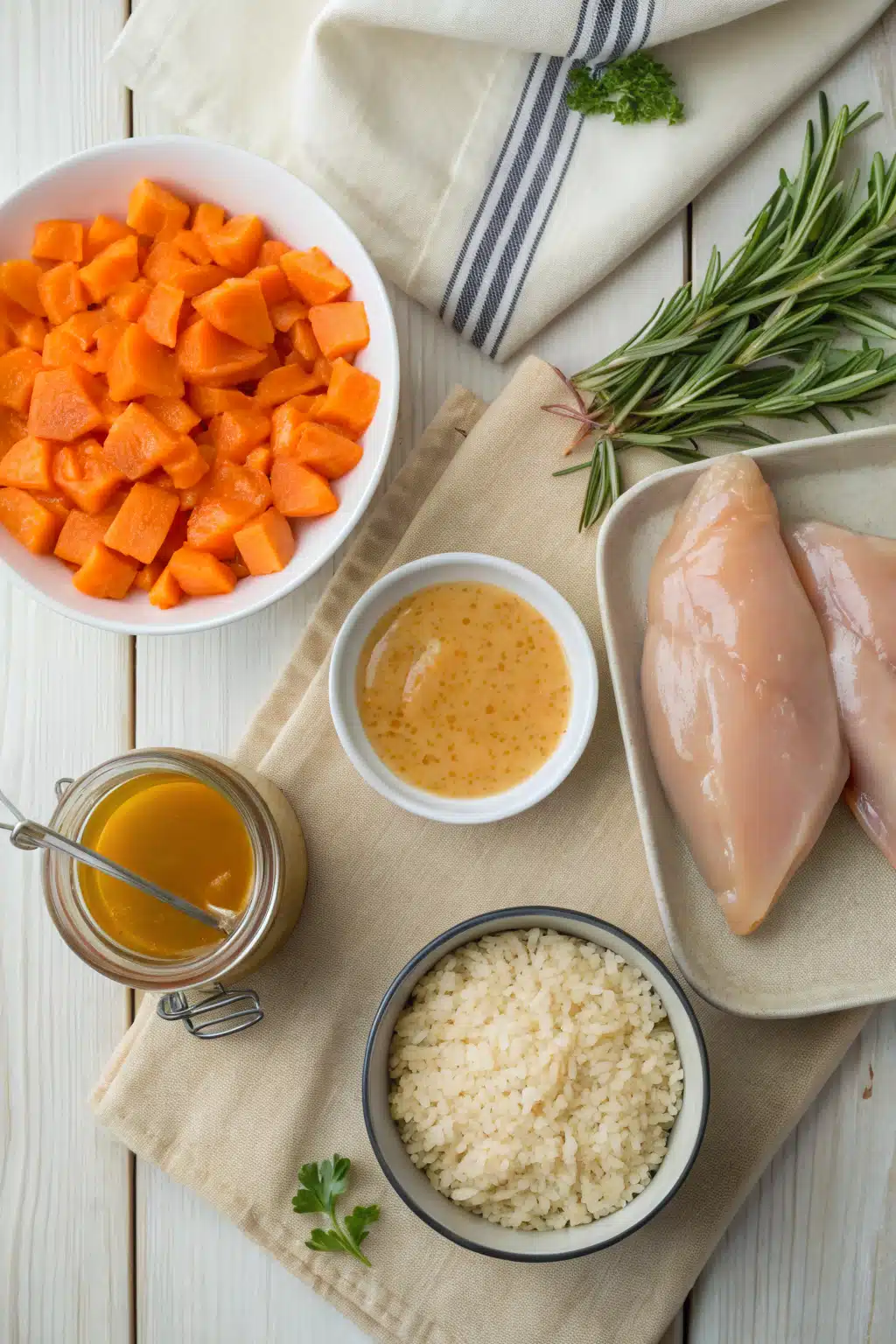Honey Mustard Chicken beautifully presented from an overhead angle