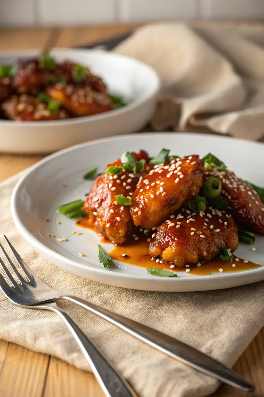 Honey Sriracha Wings ingredients organized and measured on kitchen counter