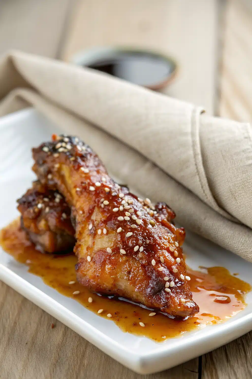 Honey Sriracha Wings slice on plate showing perfect texture and swirl pattern
