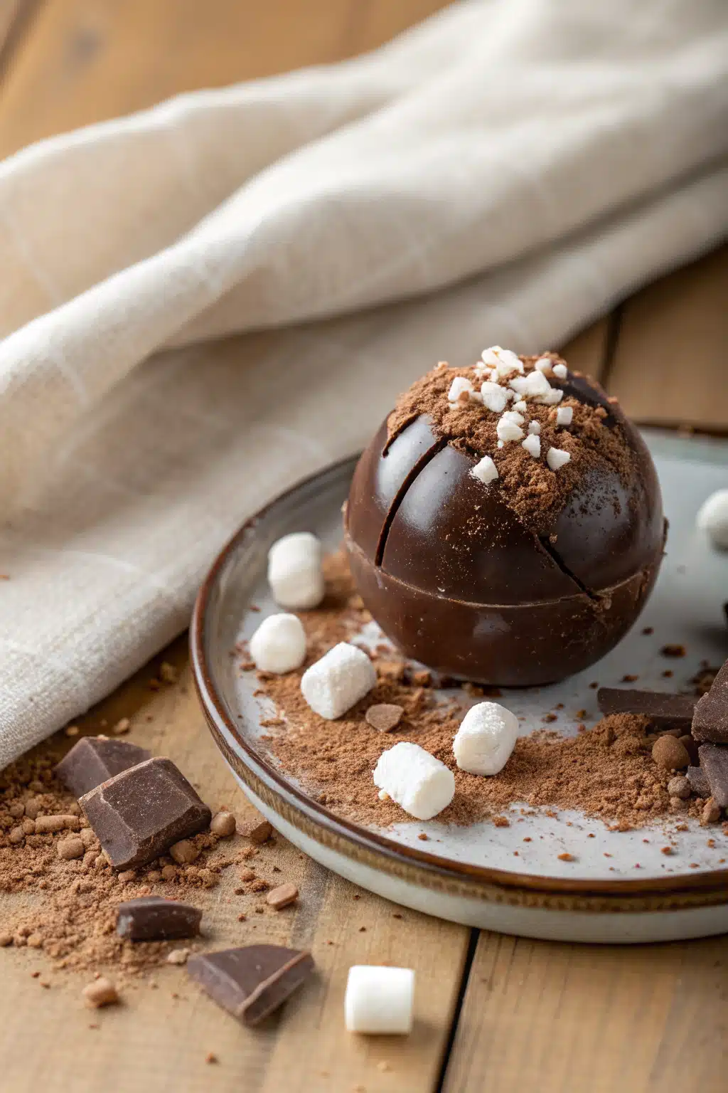 Hot Cocoa Bombs slice on plate showing perfect texture and swirl pattern