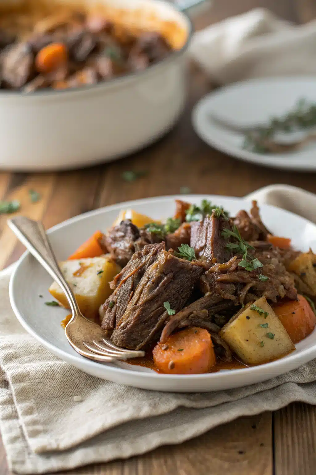 Instant Pot Pot Roast ingredients organized and measured on kitchen counter