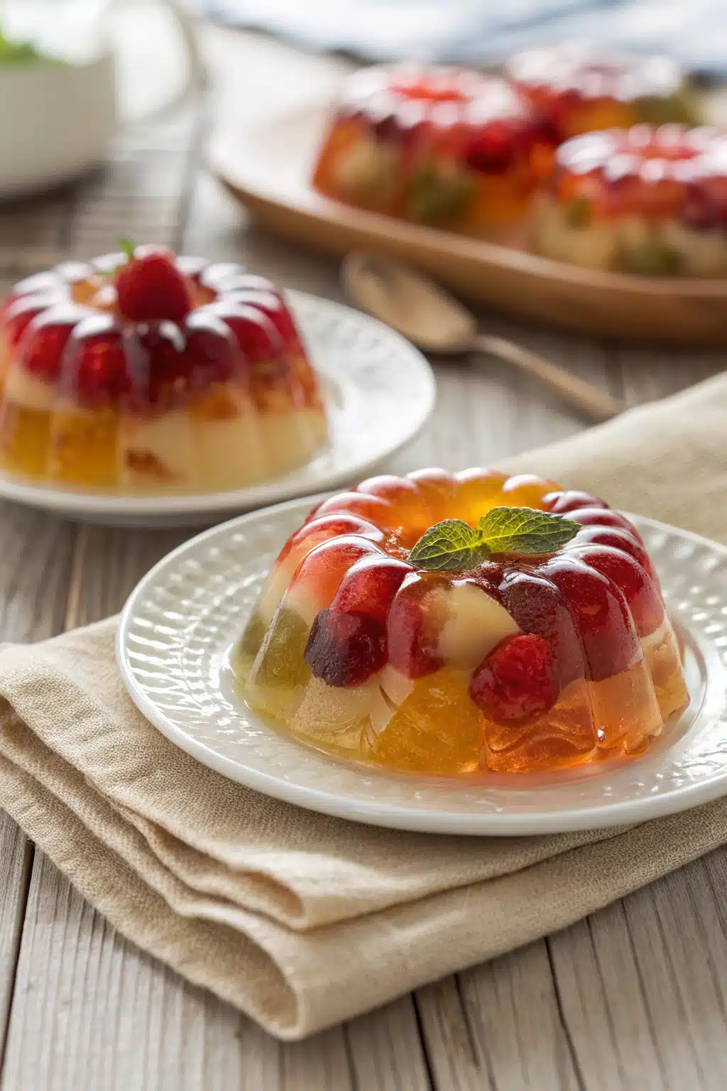 Jello Shots Recipe slice on plate showing perfect texture and swirl pattern
