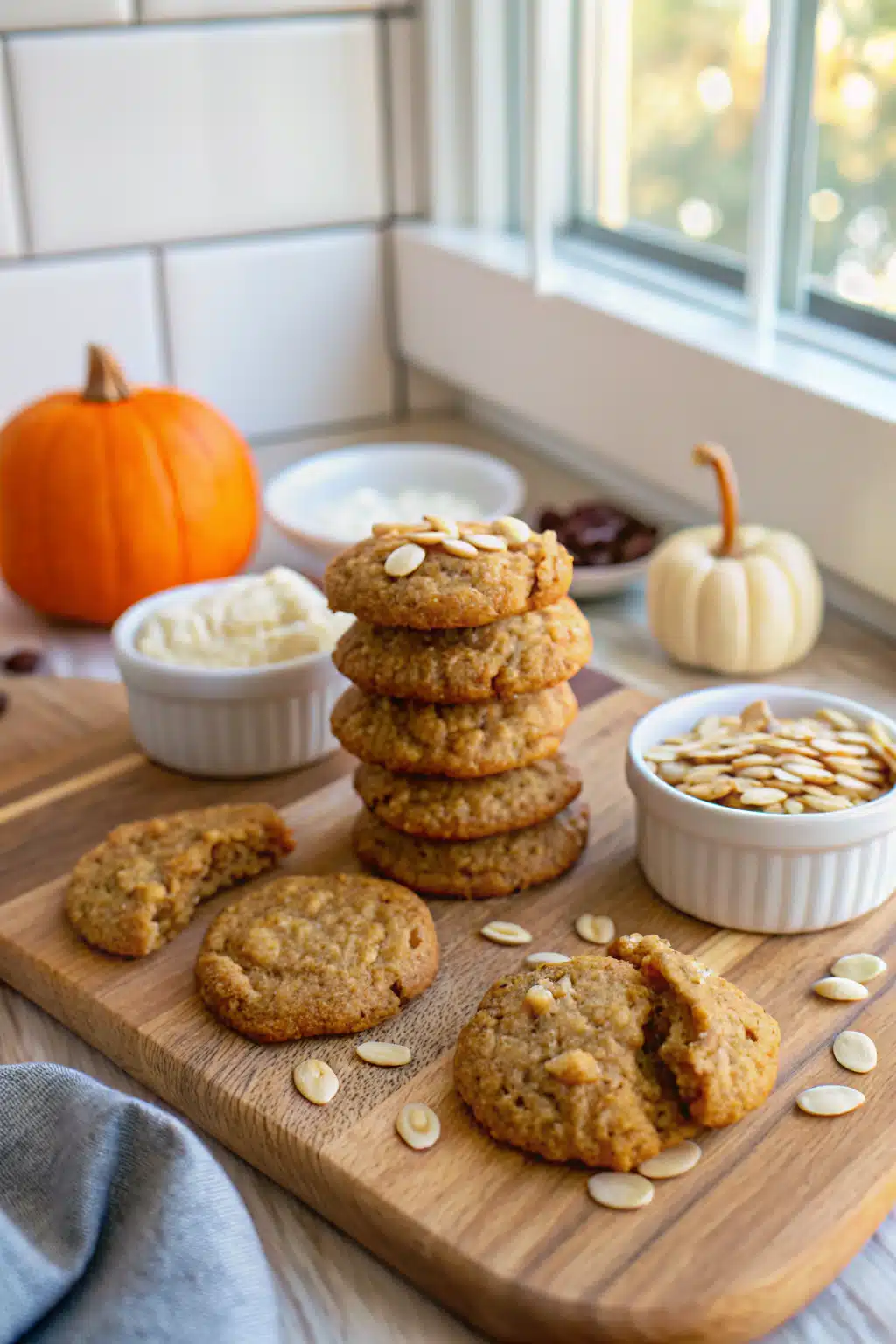 Keto Pumpkin Cookies Recipe beautifully presented from an overhead angle