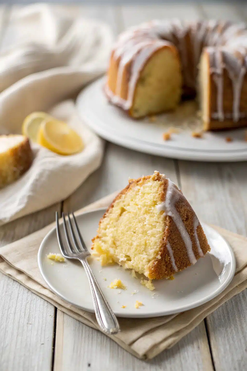 Lemon Pound Cake ingredients organized and measured on kitchen counter