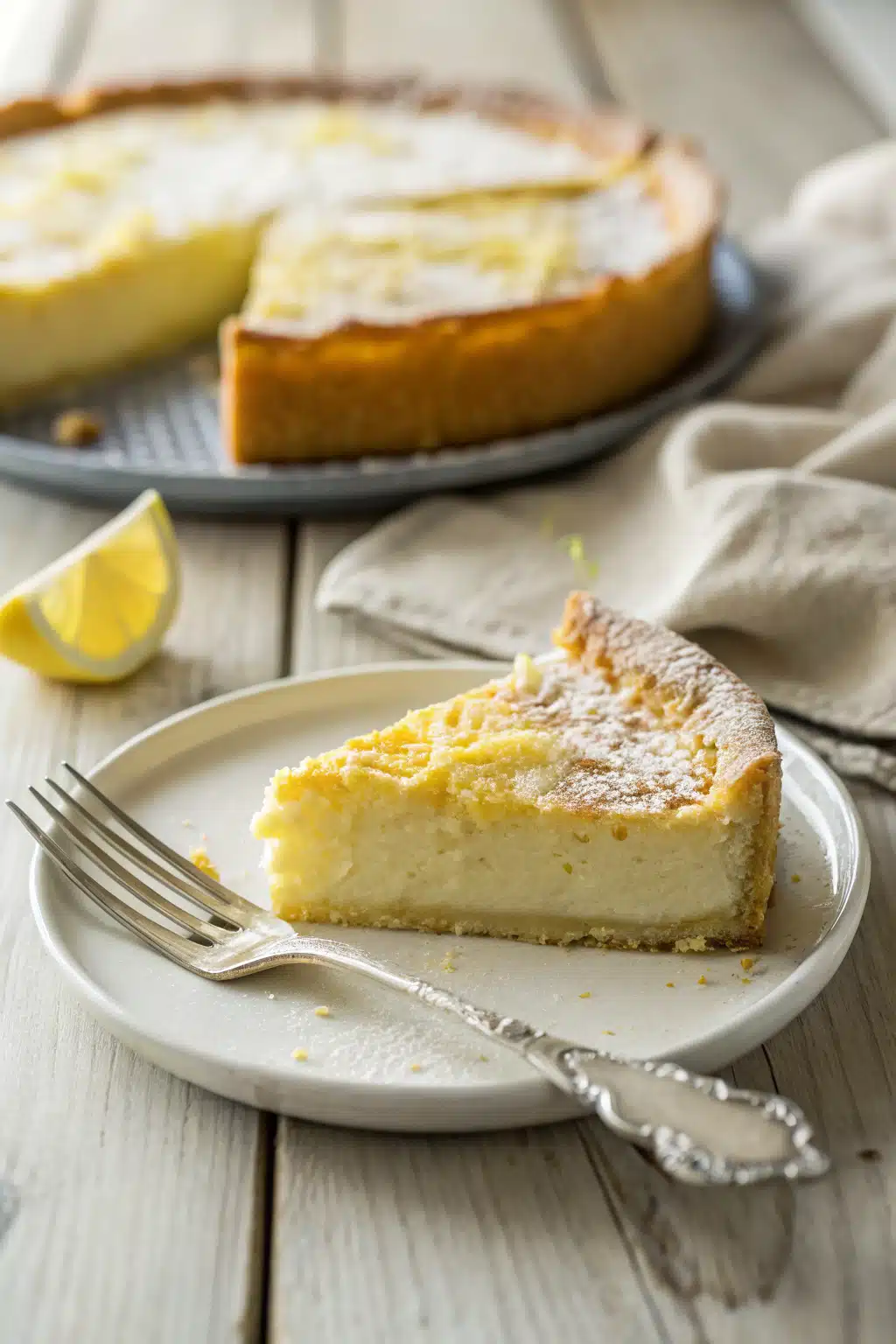 Lemon Ricotta Cake ingredients organized and measured on kitchen counter