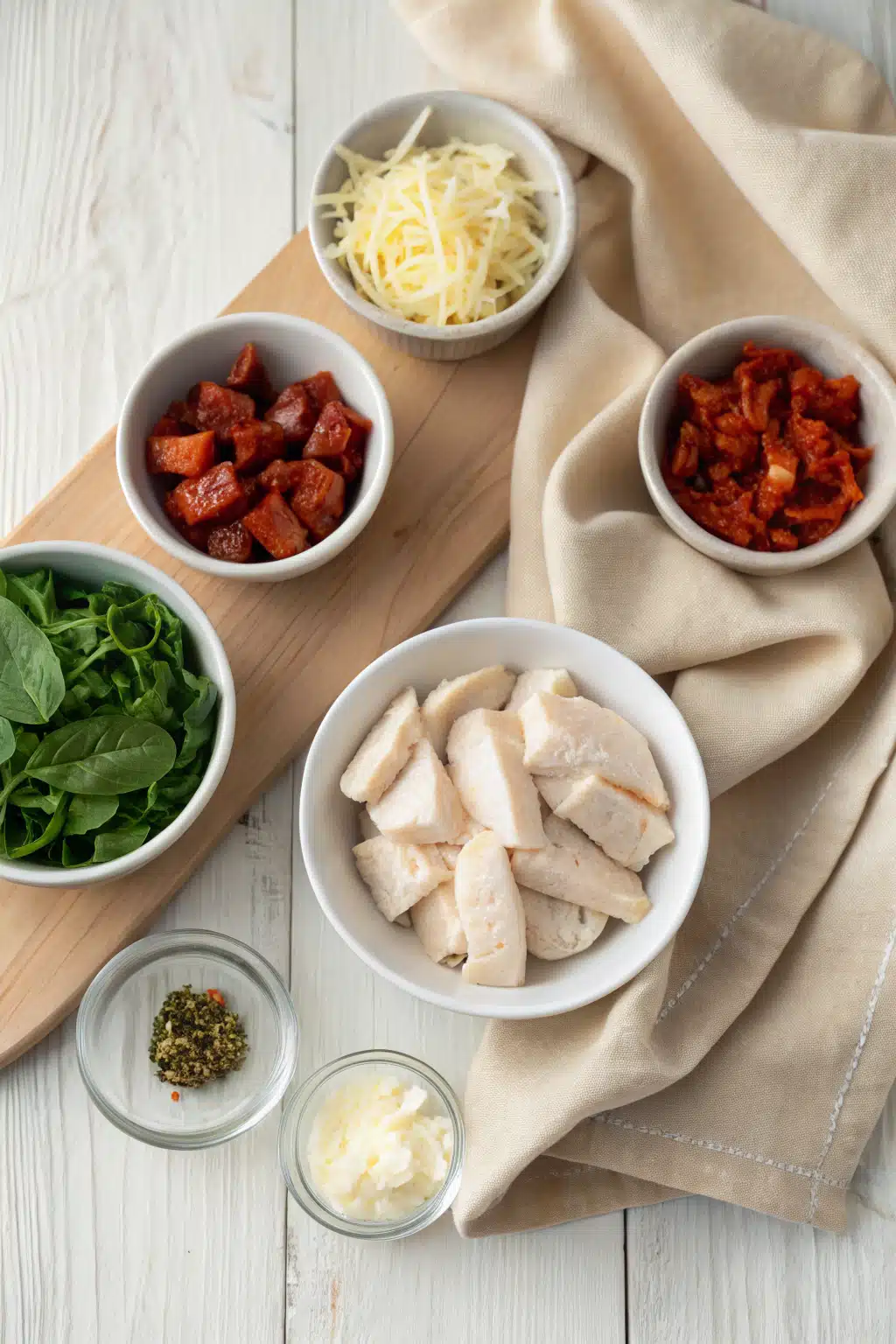 Marry Me Chicken Orzo beautifully presented from an overhead angle