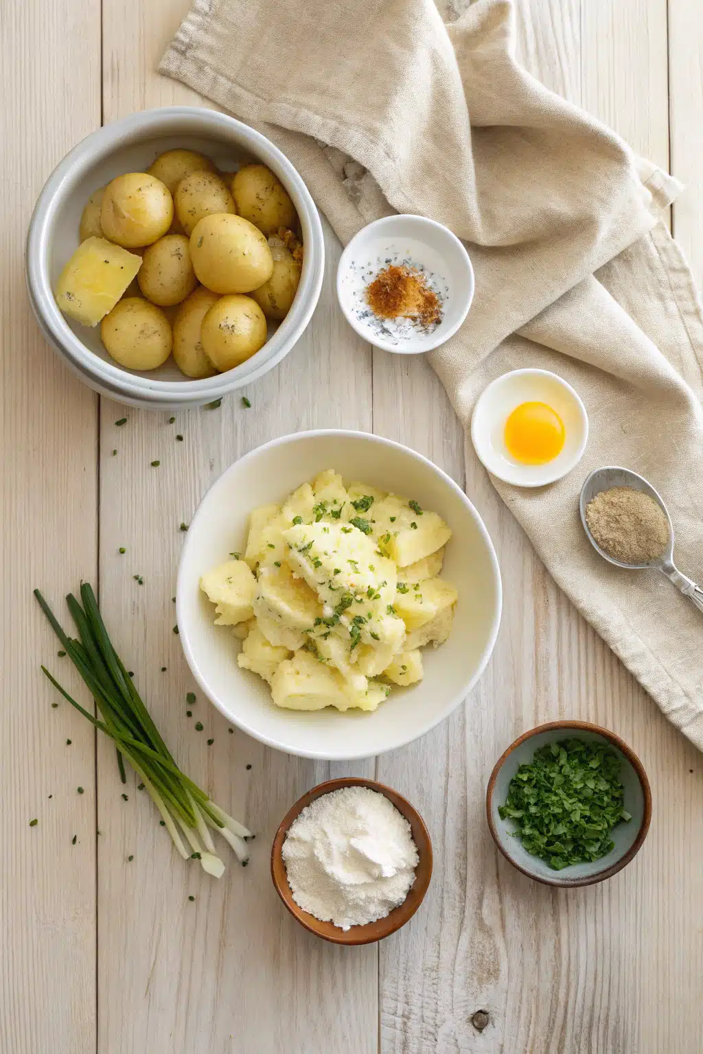 Mashed Potatoes Recipe beautifully presented from an overhead angle