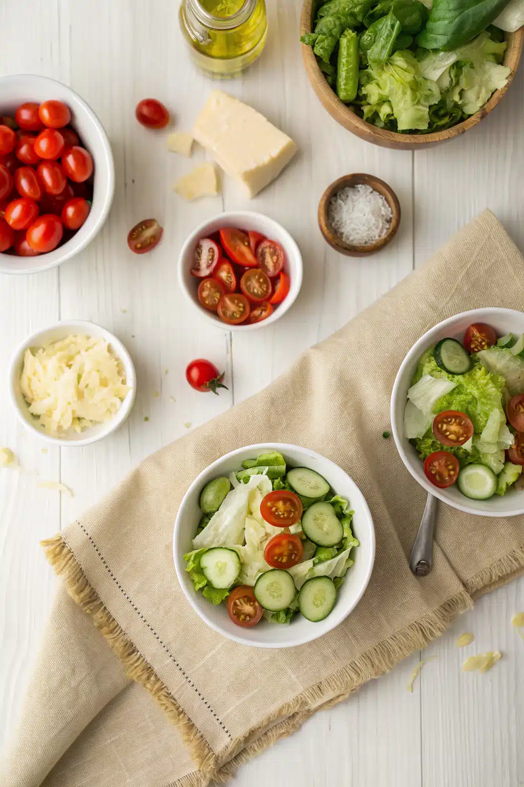 Olive Garden Salad Recipe beautifully presented from an overhead angle