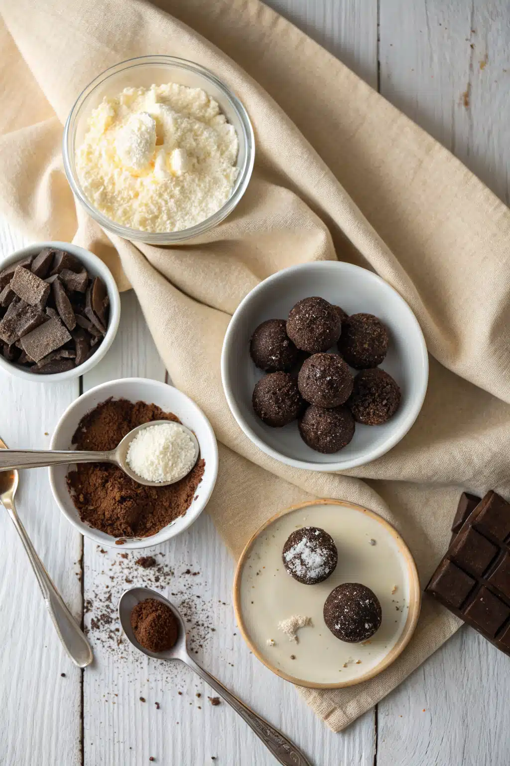 Oreo Truffles beautifully presented from an overhead angle