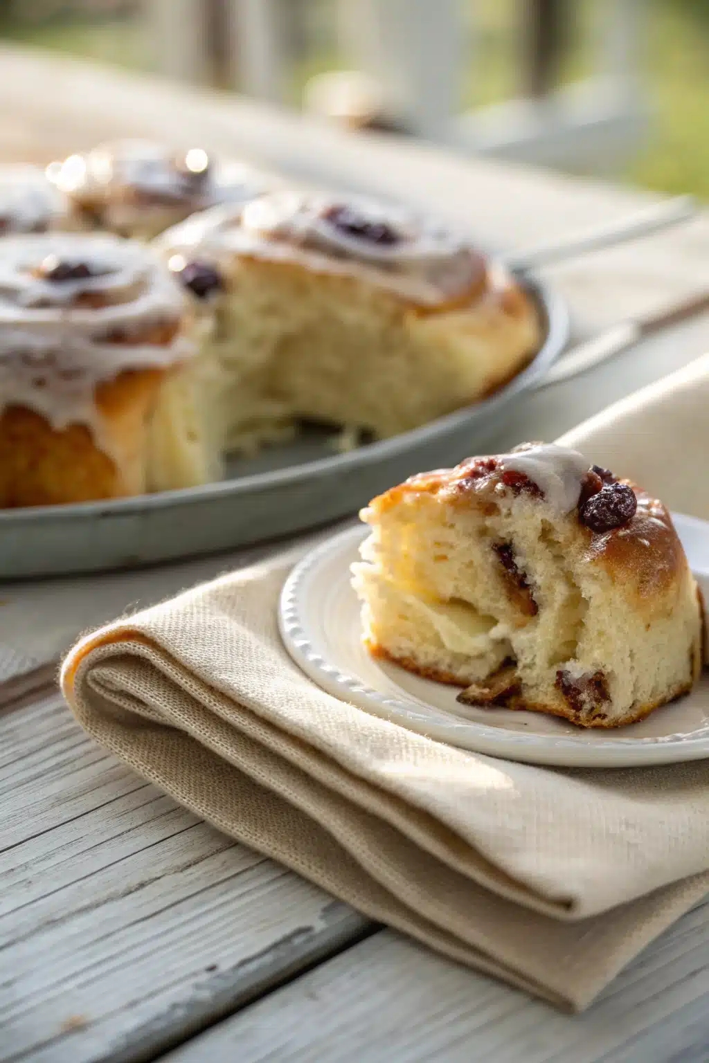 Overnight French Toast Casserole slice on plate showing perfect texture and swirl pattern