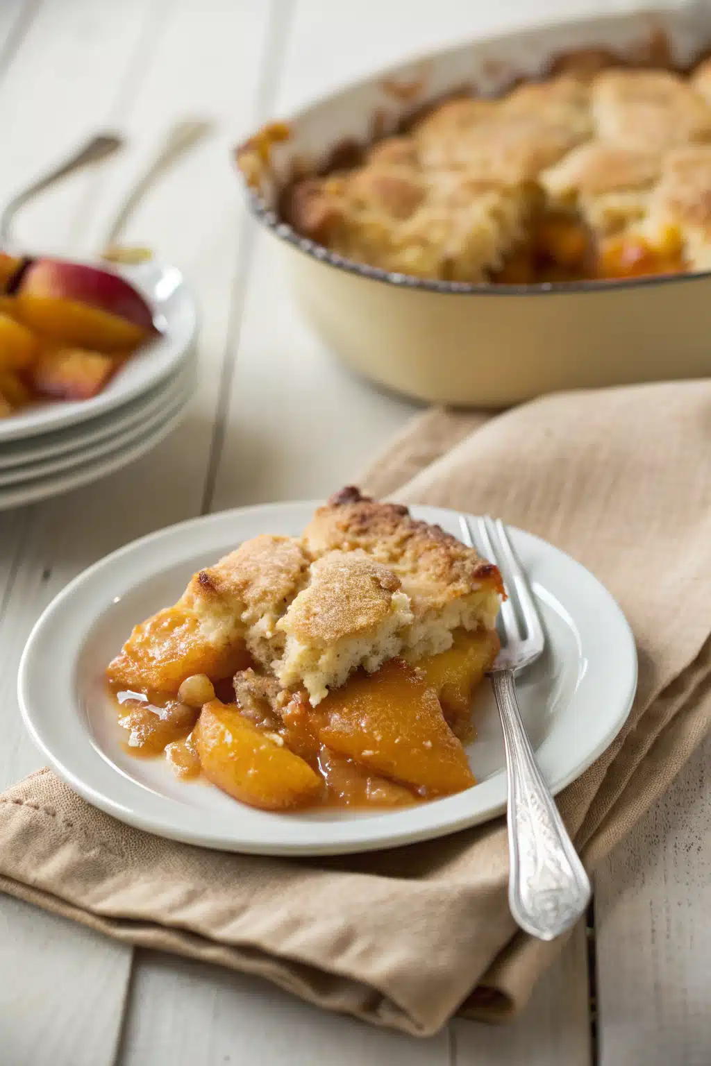 Peach Cobbler Recipe ingredients organized and measured on kitchen counter