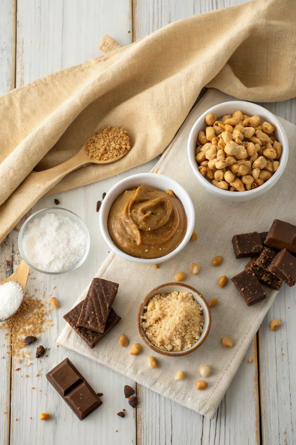 Peanut Butter Bars beautifully presented from an overhead angle