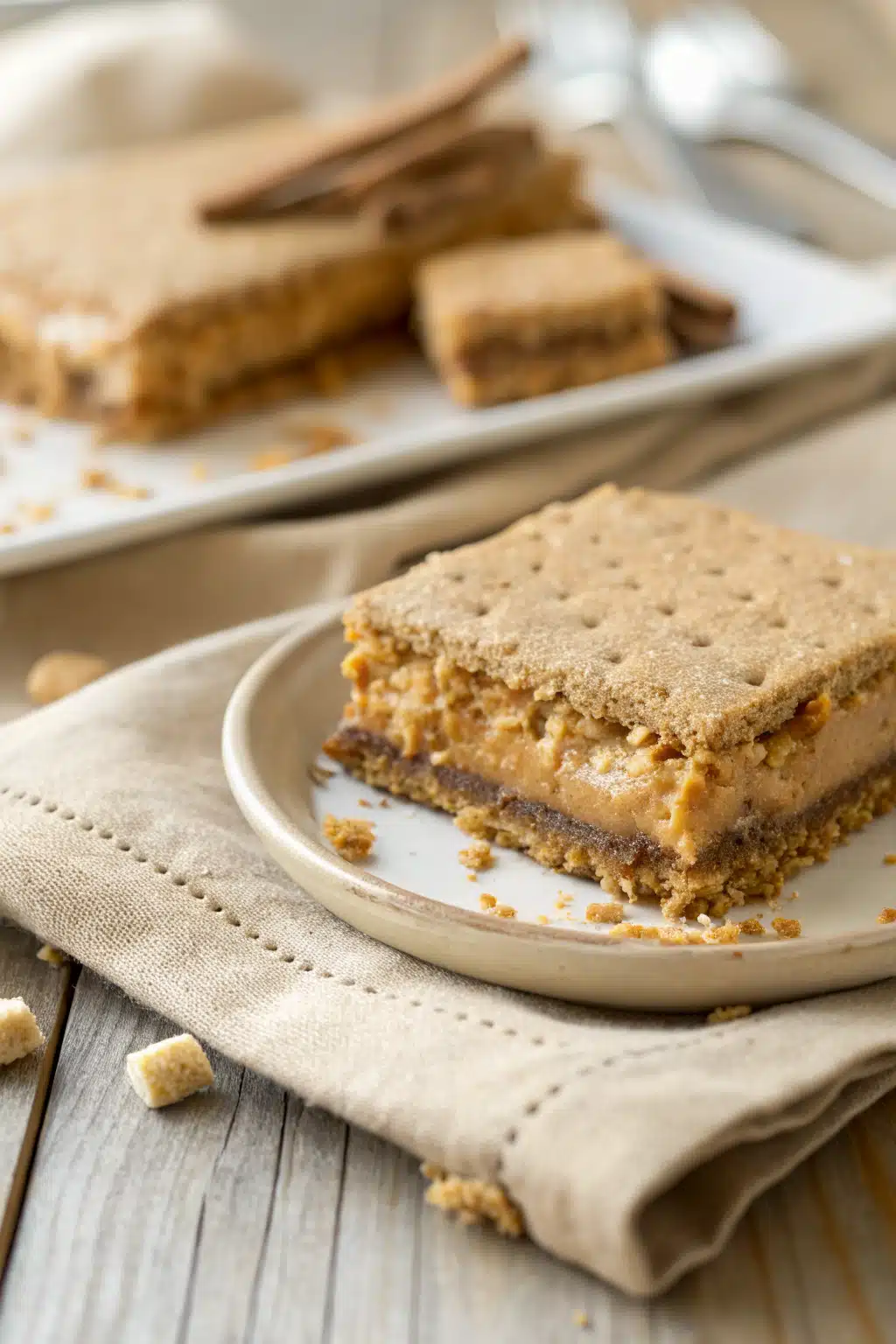 Peanut Butter Bars slice on plate showing perfect texture and swirl pattern