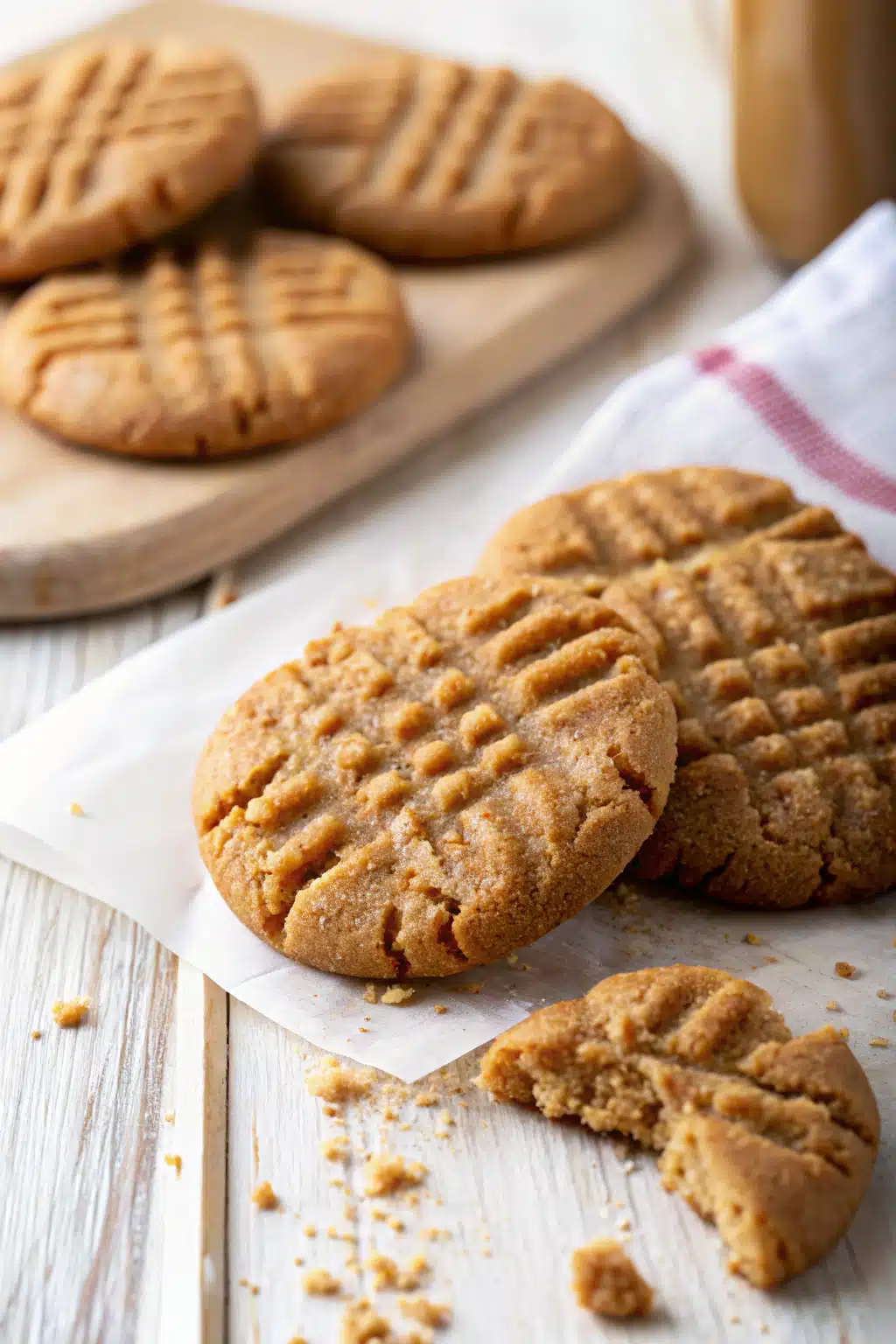 Worlds Best Easy Peanut Butter Cookies slice on plate showing perfect texture and swirl pattern