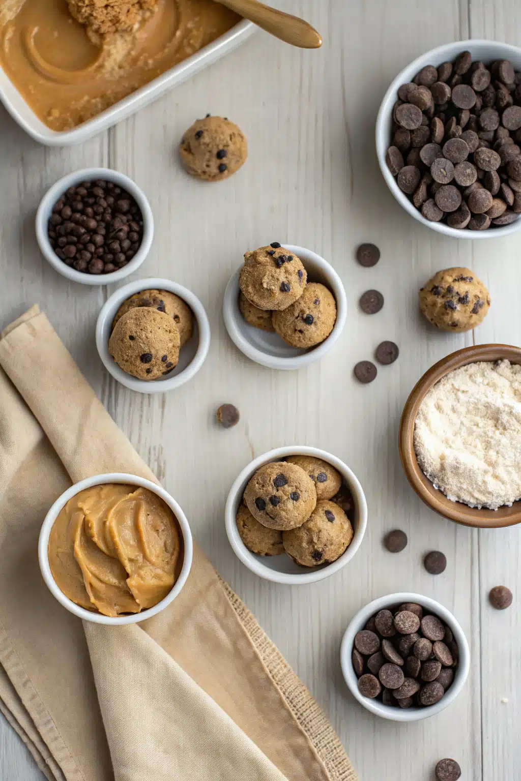 Peanut Butter Cup Cookies beautifully presented from an overhead angle