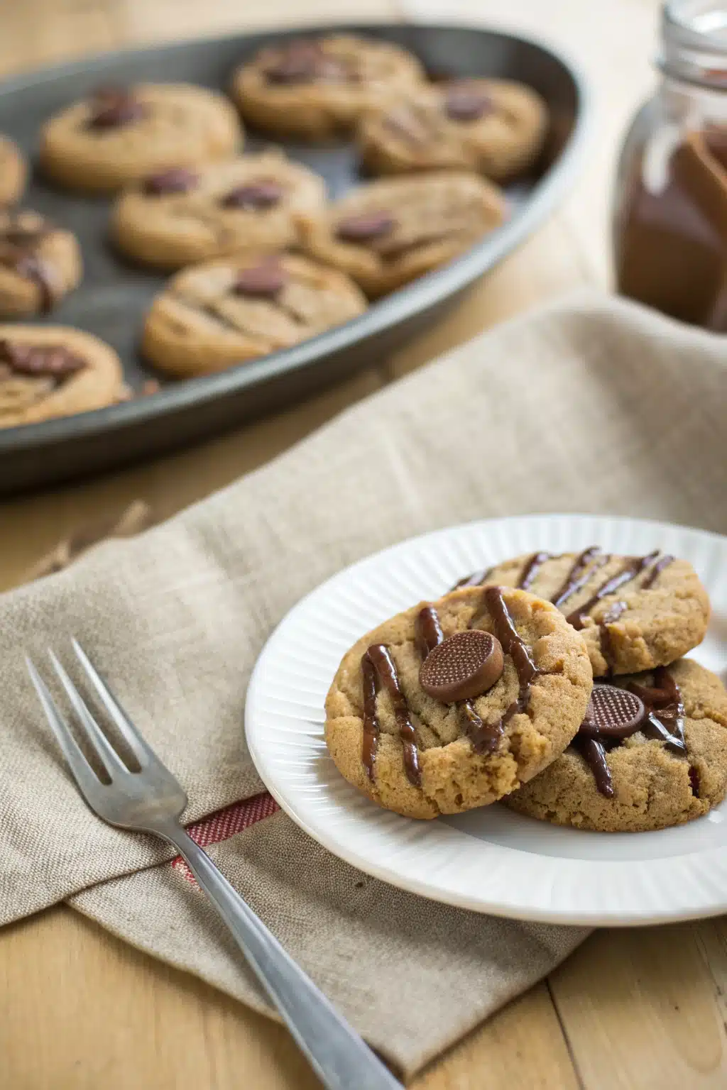 Peanut Butter Cup Cookies ingredients organized and measured on kitchen counter
