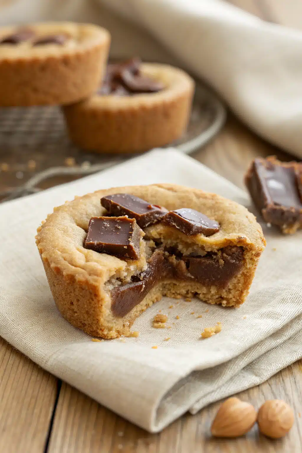 Peanut Butter Cup Cookies slice on plate showing perfect texture and swirl pattern