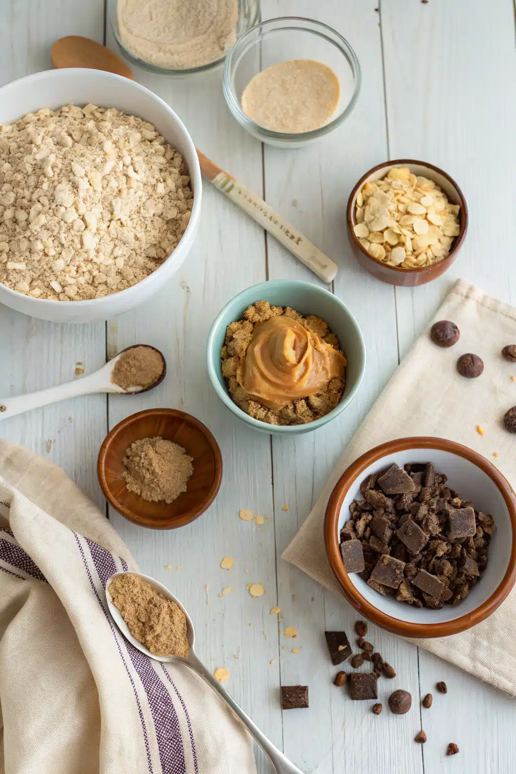 Peanut Butter No Bake Cookies beautifully presented from an overhead angle