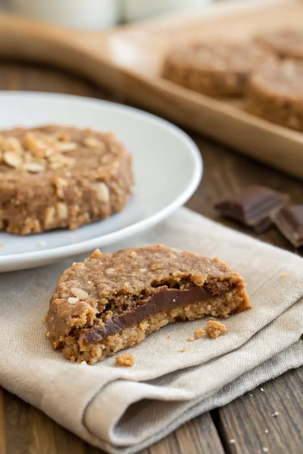 Peanut Butter No Bake Cookies slice on plate showing perfect texture and swirl pattern