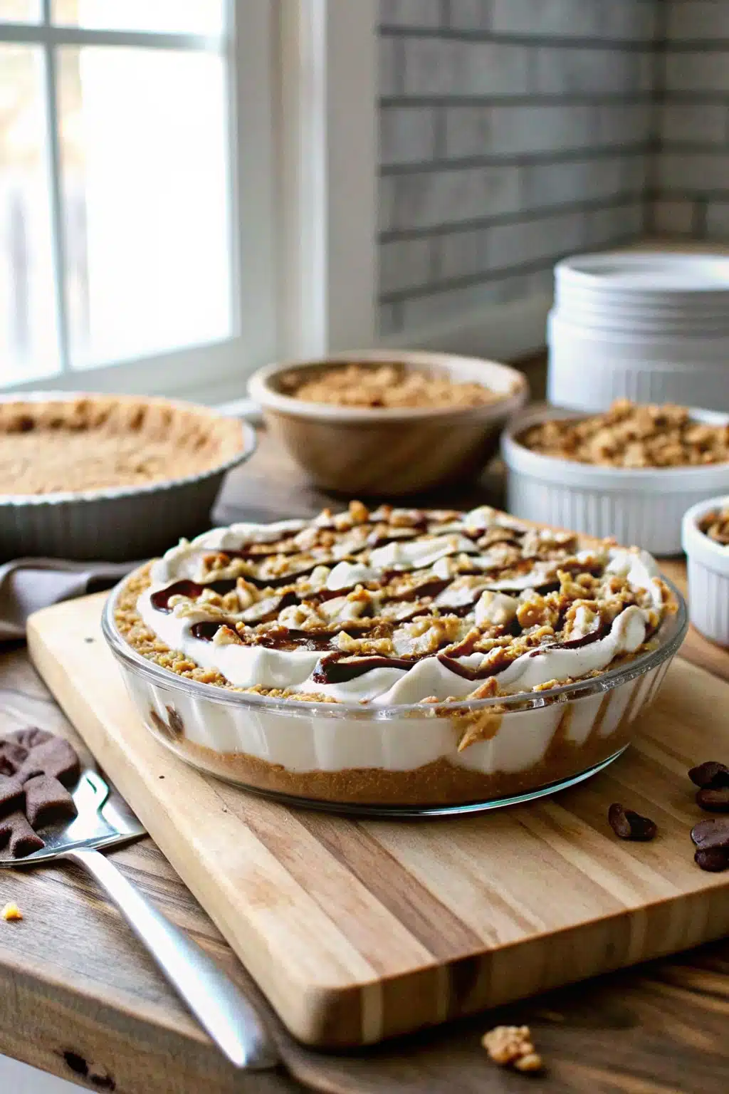 Peanut Butter Pie slice on plate showing perfect texture and swirl pattern