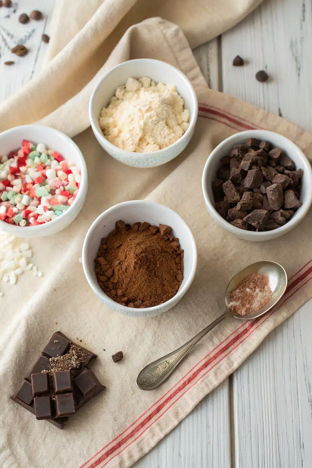 Peppermint Chocolate Cookies beautifully presented from an overhead angle
