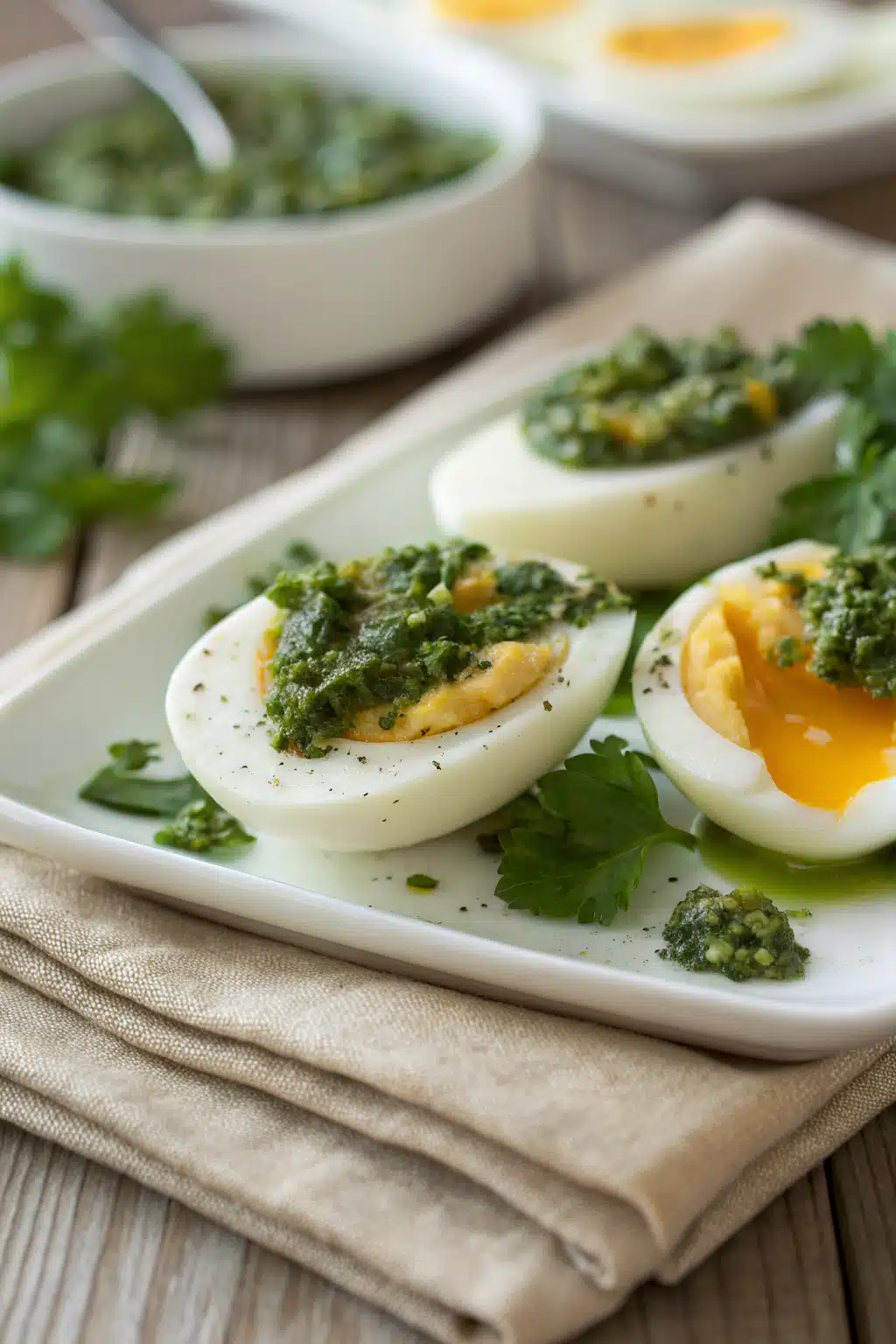 Pesto Eggs slice on plate showing perfect texture and swirl pattern