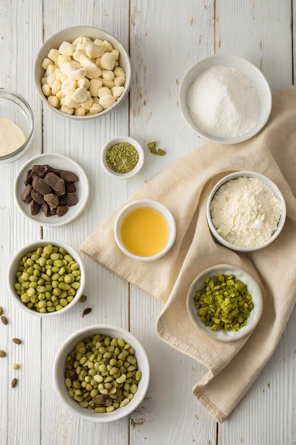 Pistachio Pudding Cookies beautifully presented from an overhead angle