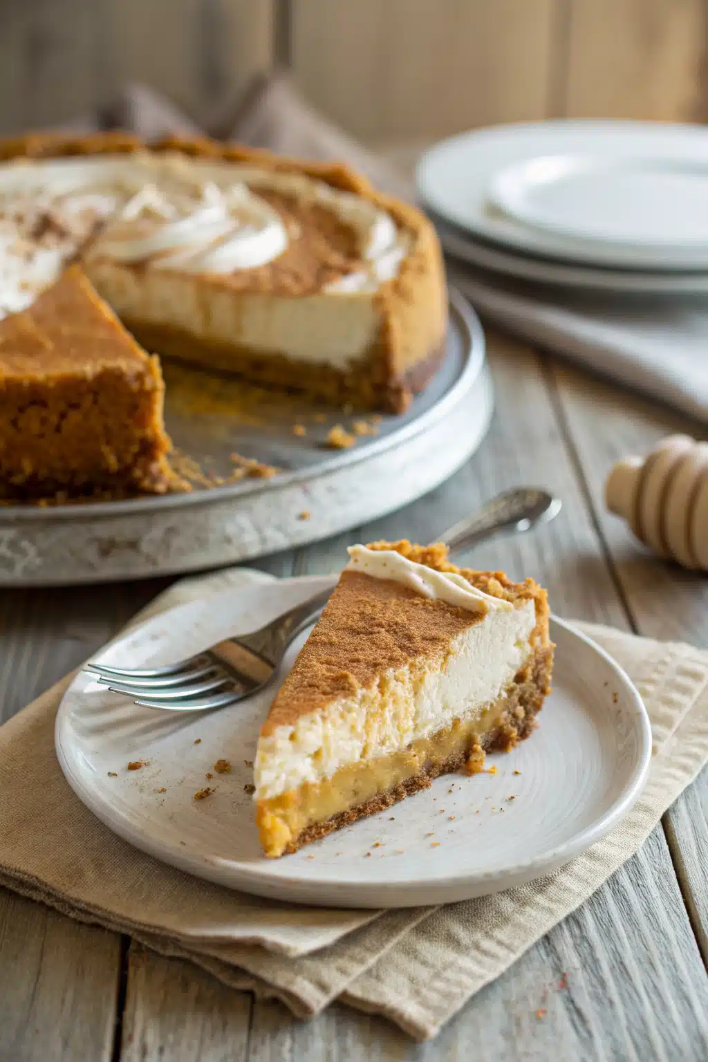 Pumpkin Cheesecake ingredients organized and measured on kitchen counter