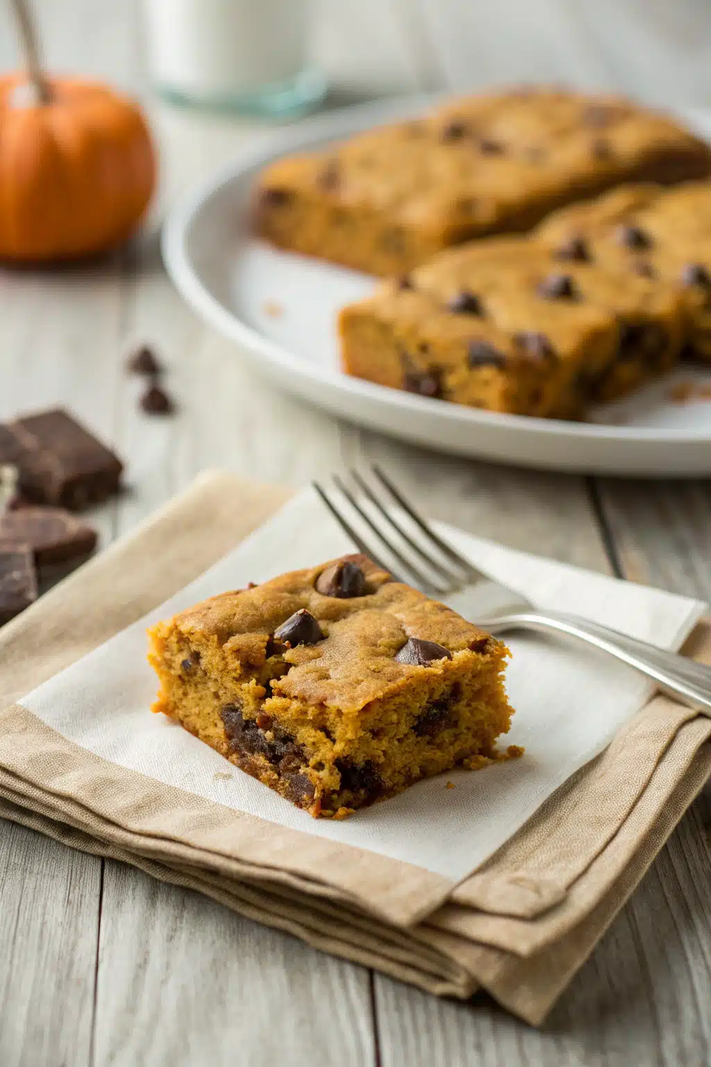 Pumpkin Chocolate Chip Bars ingredients organized and measured on kitchen counter