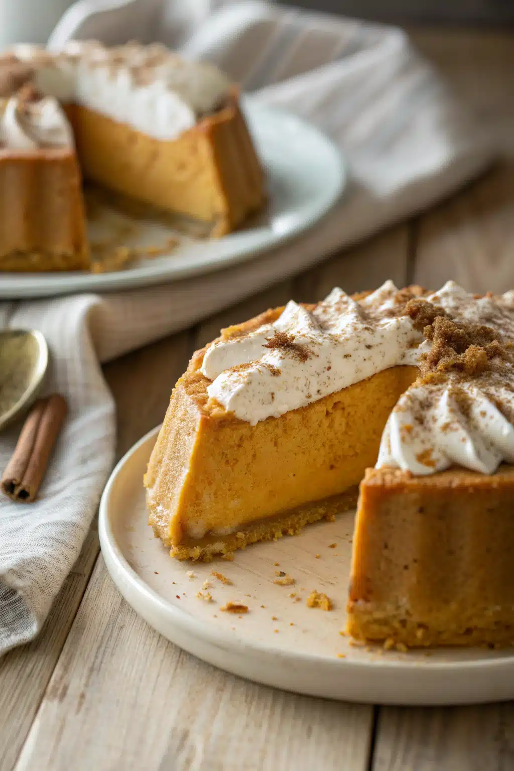 Pumpkin Mousse Recipe slice on plate showing perfect texture and swirl pattern