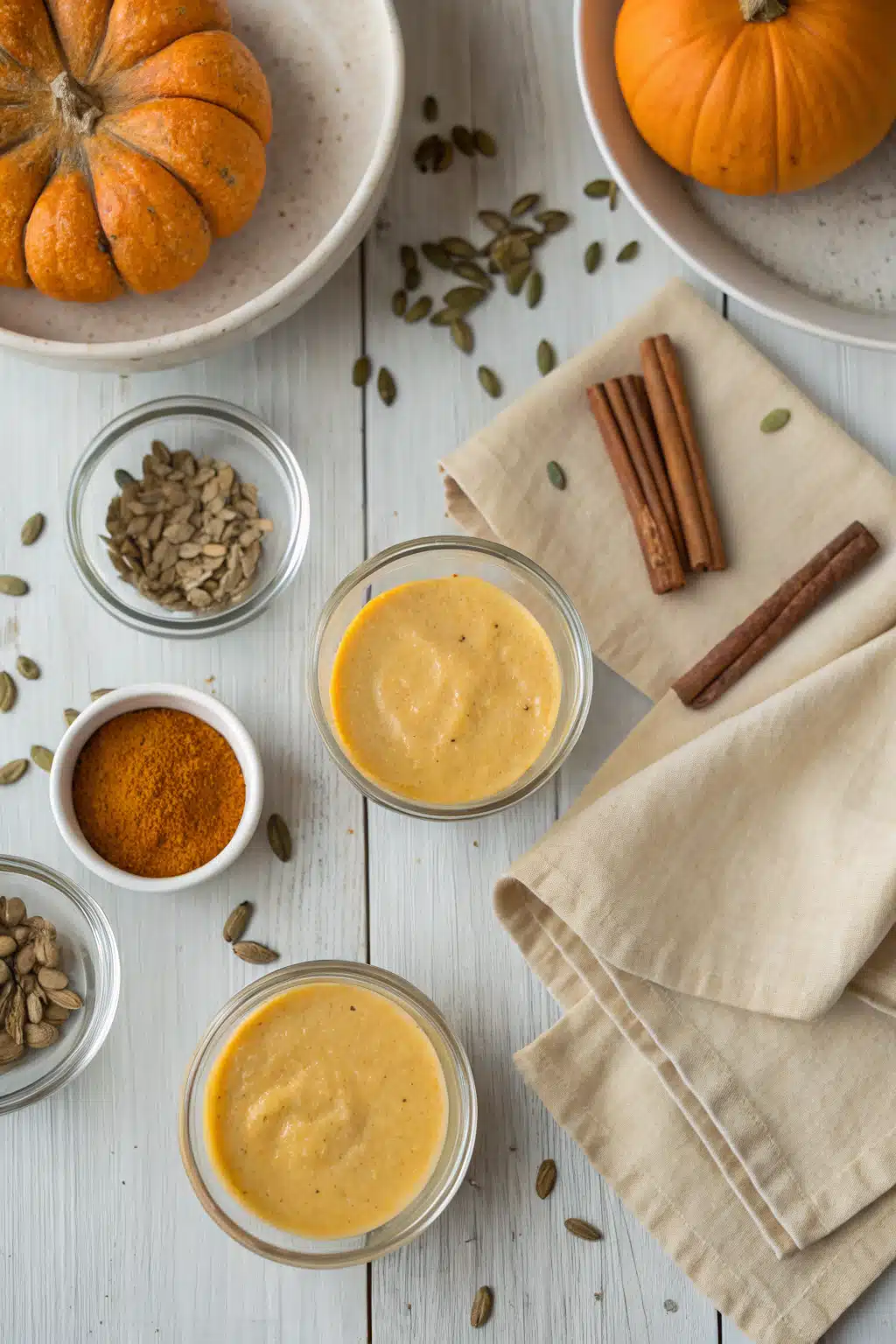 Pumpkin Trifle beautifully presented from an overhead angle