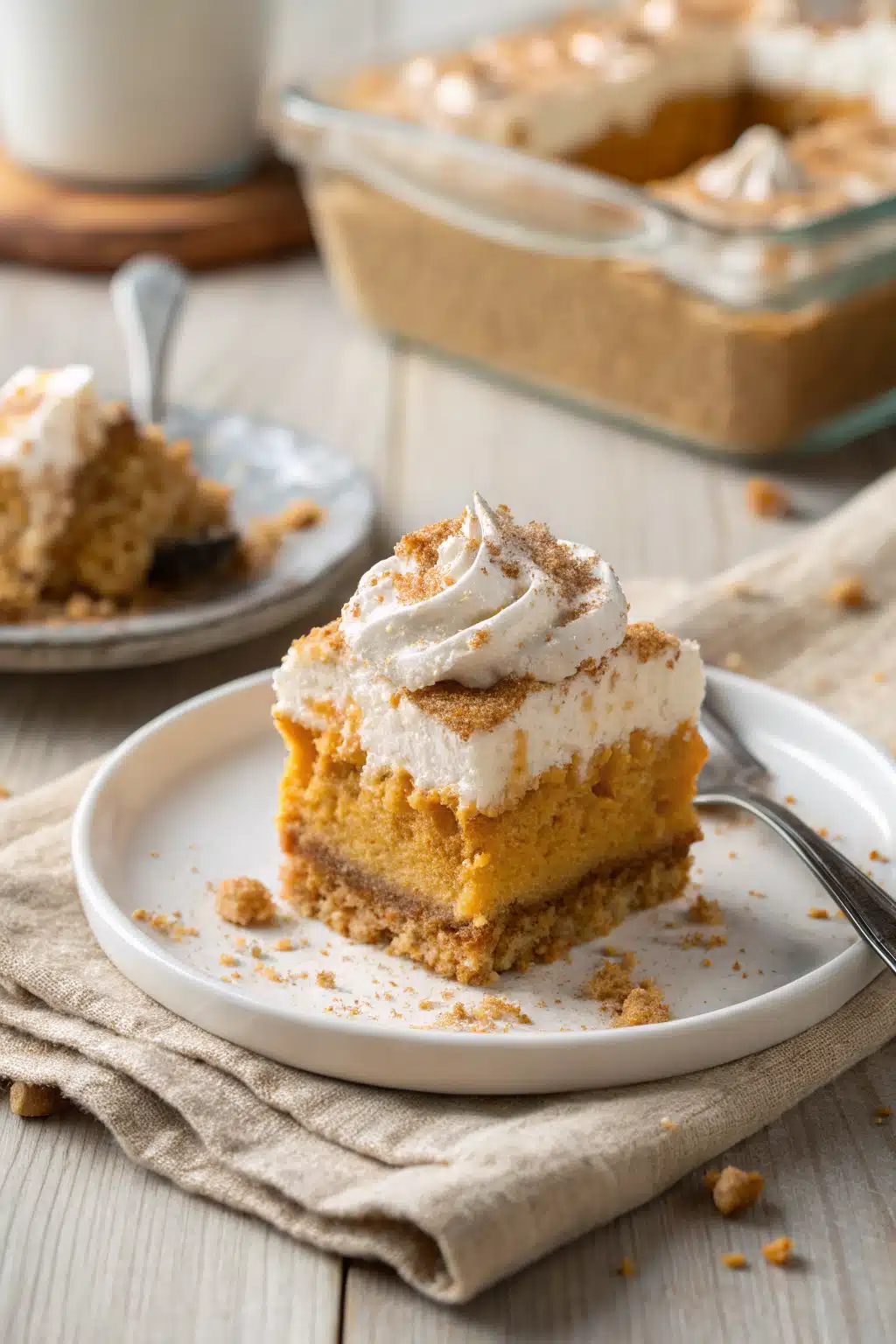 Pumpkin Trifle slice on plate showing perfect texture and swirl pattern