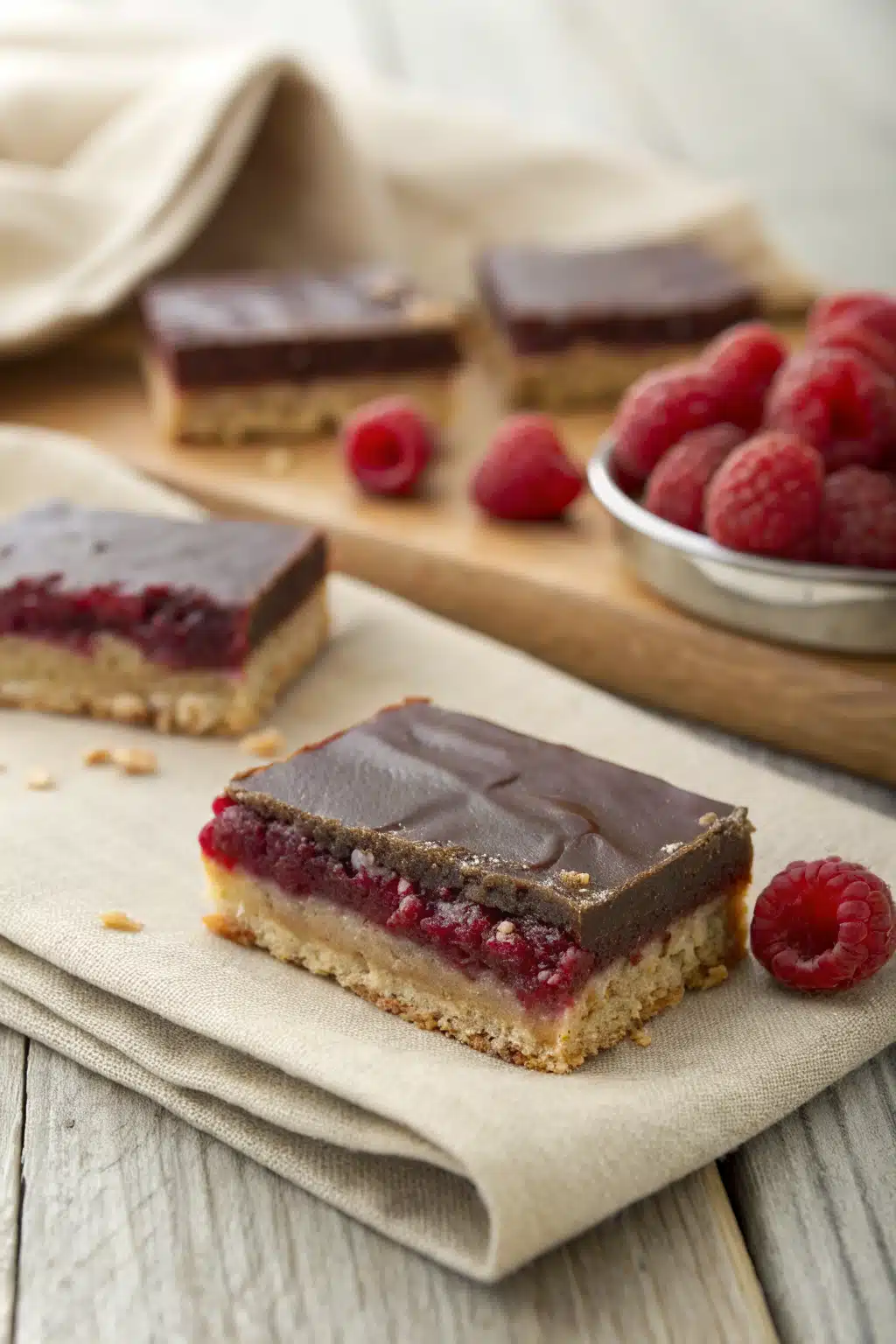 Chocolate Raspberry Bars slice on plate showing perfect texture and swirl pattern