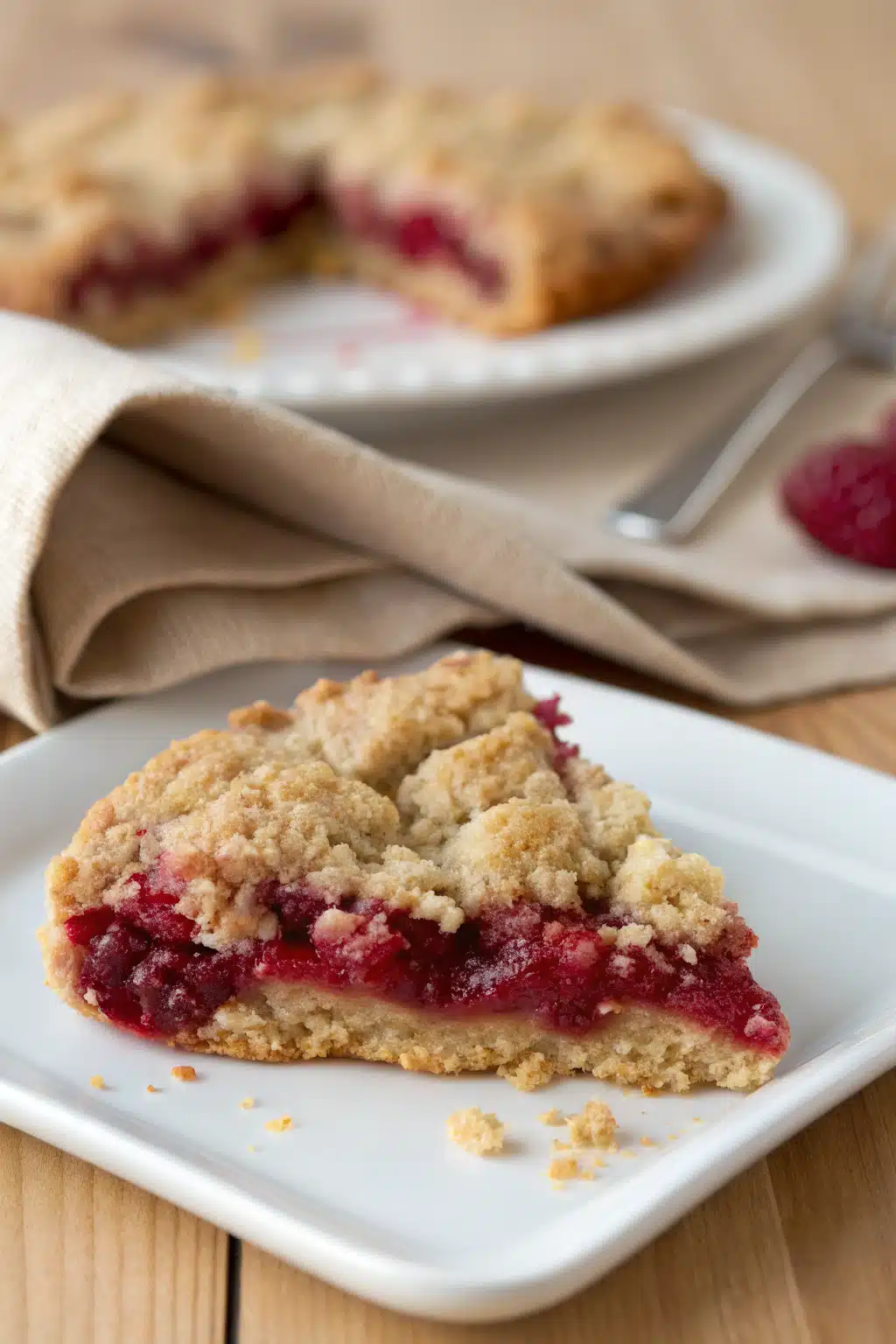 Raspberry Crumble Cookies slice on plate showing perfect texture and swirl pattern
