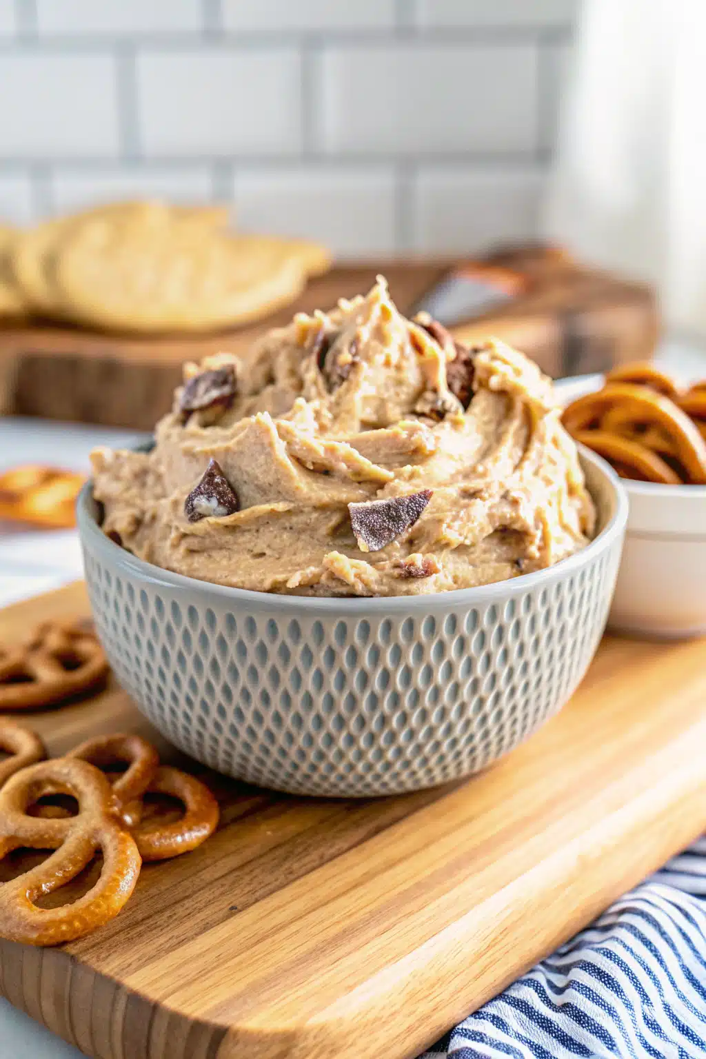 Reese's Peanut Butter Cookie Dough Dip slice on plate showing perfect texture and swirl pattern