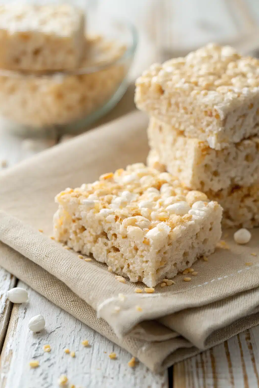 Rice Krispie Treats slice on plate showing perfect texture and swirl pattern