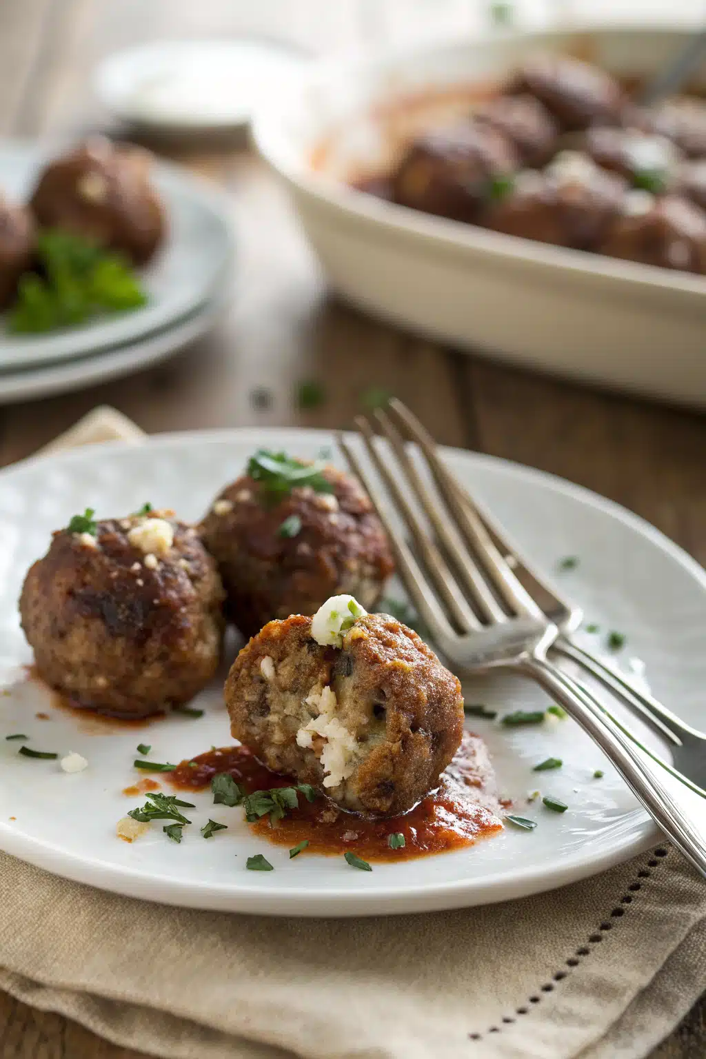 Ricotta Meatballs ingredients organized and measured on kitchen counter