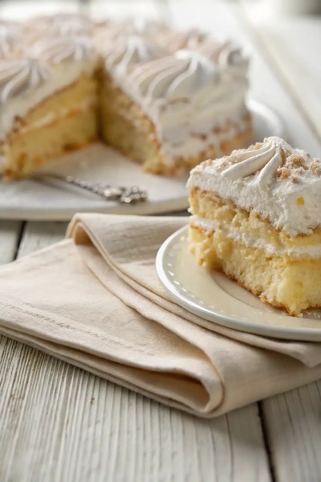 Icing Recipe slice on plate showing perfect texture and swirl pattern
