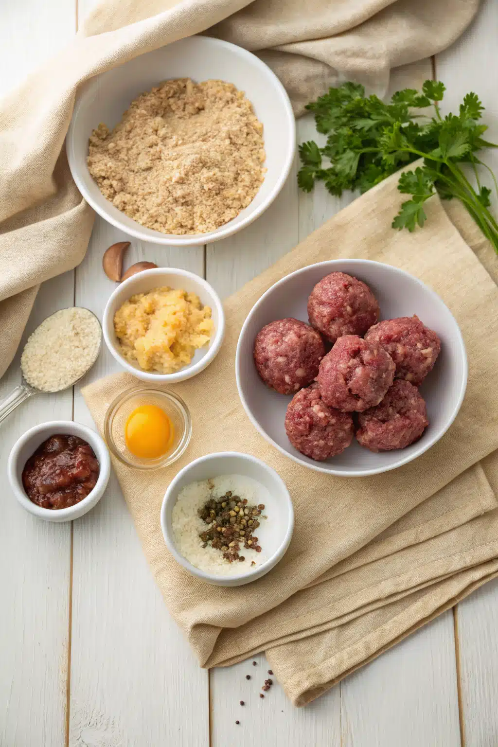 Salisbury Steak Meatballs beautifully presented from an overhead angle