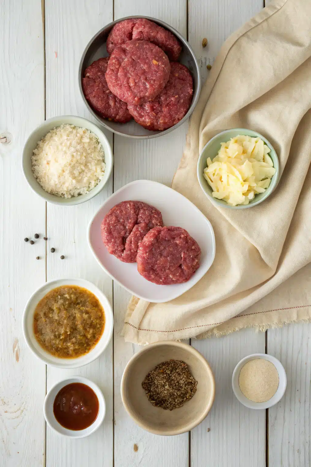 Salisbury Steak Recipe beautifully presented from an overhead angle