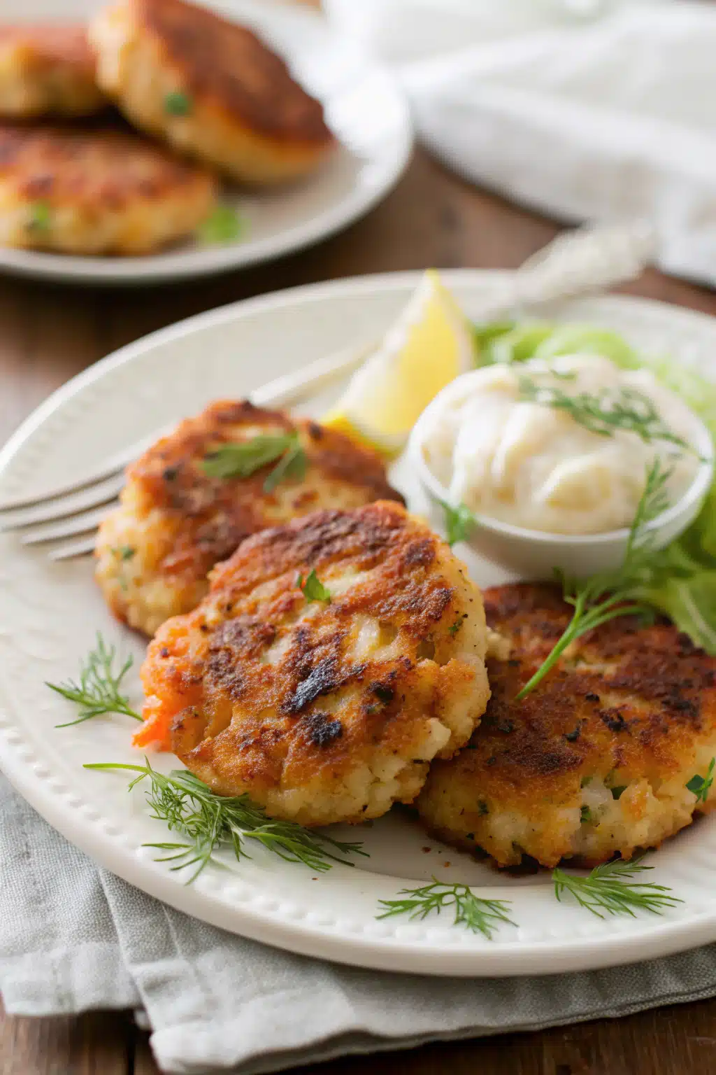 Salmon Cakes ingredients organized and measured on kitchen counter